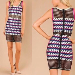 Fishnet black with neon dress